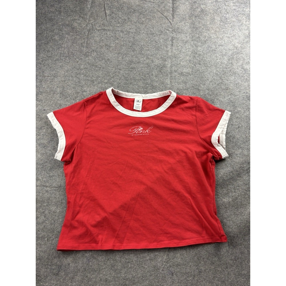 PINK x FRANKIES BIKINIS Brooklyn Cotton Short Sleeved Red‎ Baby Tee Women's XL